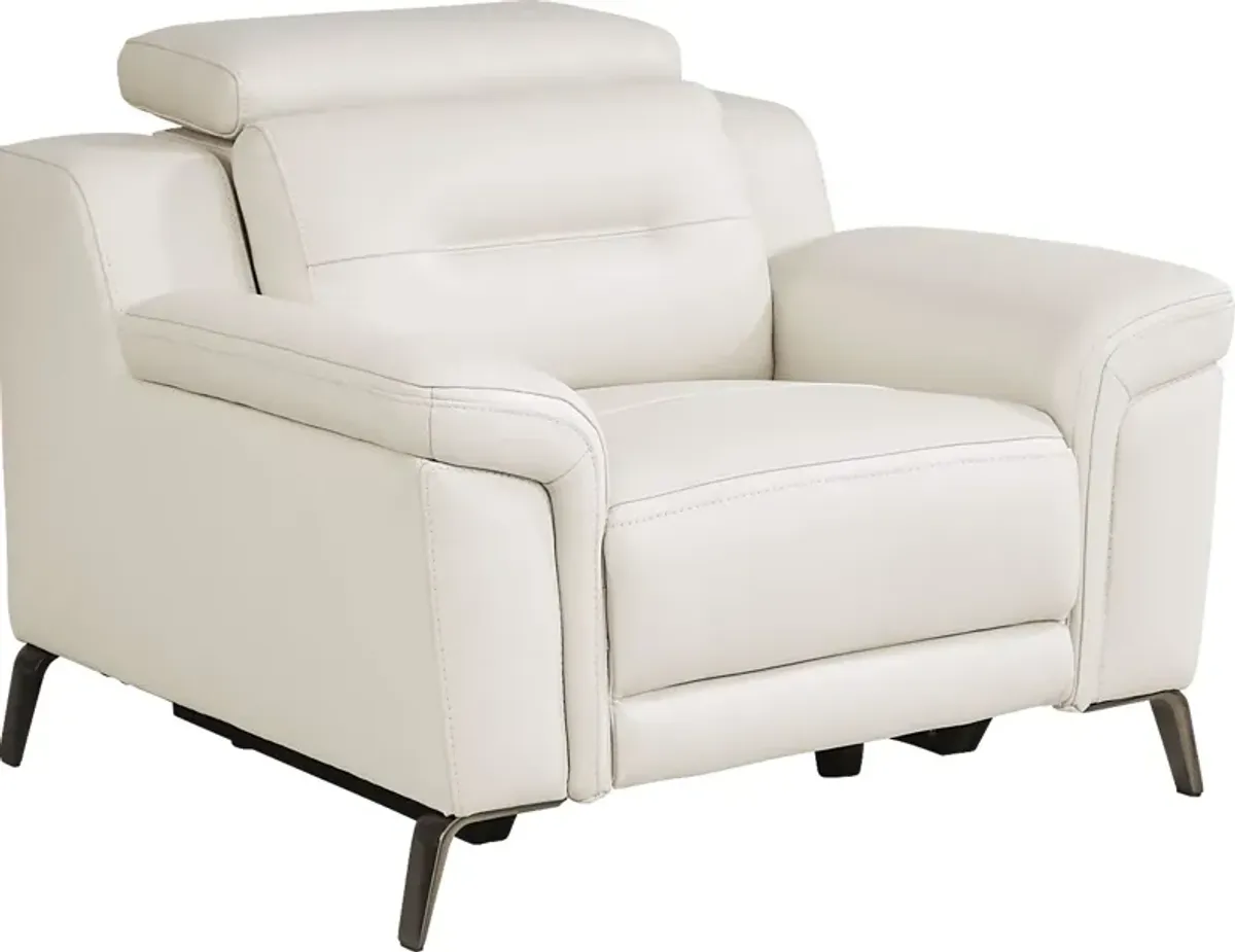 Castella Ivory Leather Dual Power Recliner