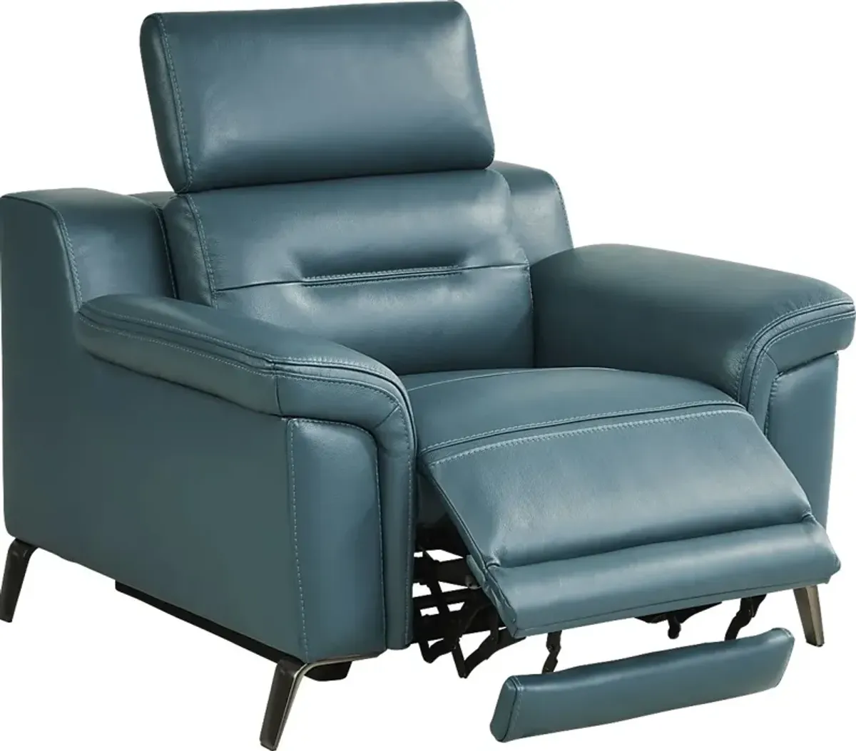 Castella Teal Leather Dual Power Recliner