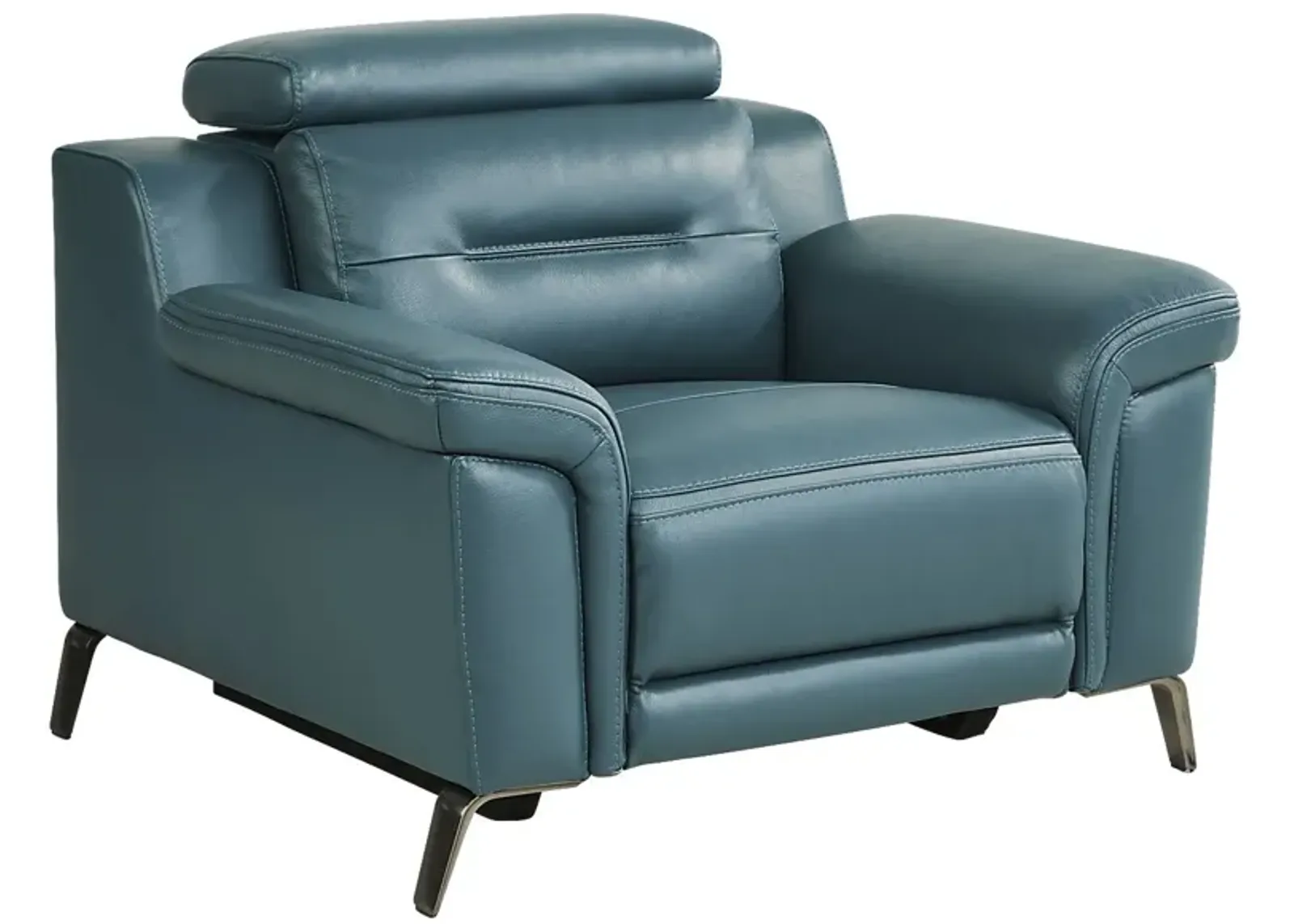 Castella Teal Leather Dual Power Recliner