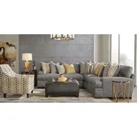 Palm Springs Silver 6 Pc Sectional Living Room