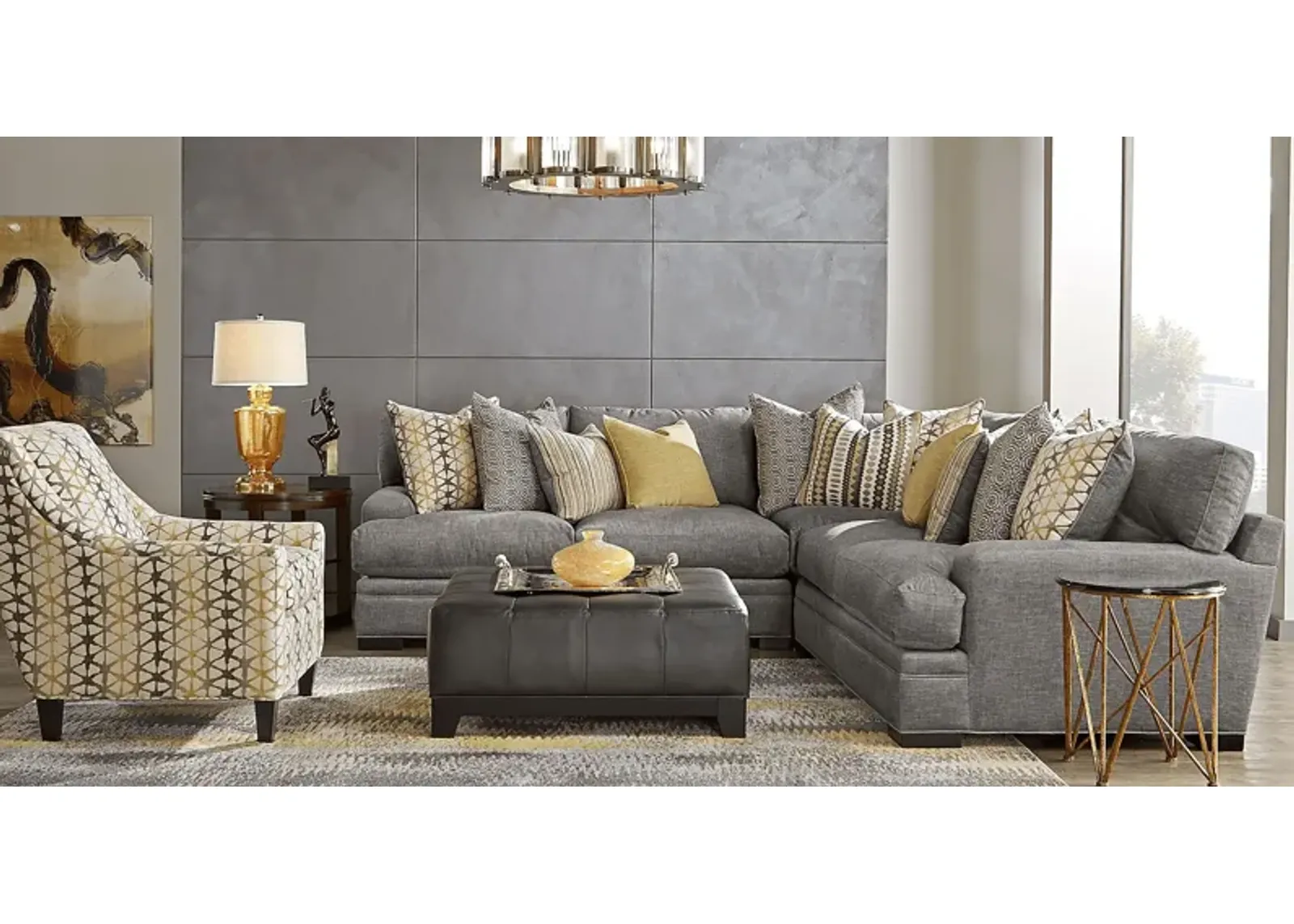 Palm Springs Silver 6 Pc Sectional Living Room