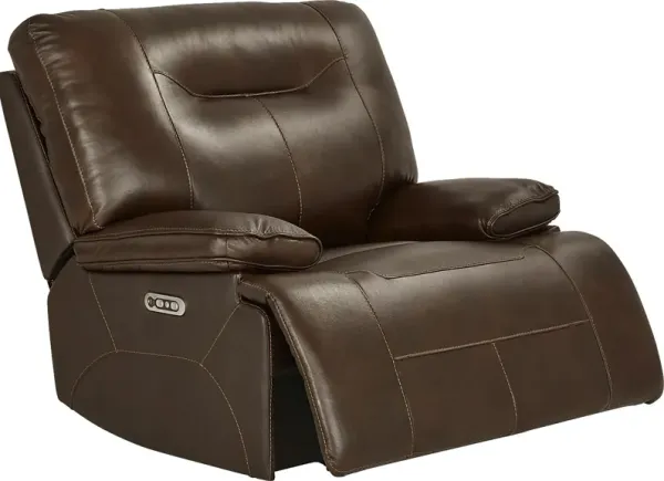 Renaldi Coffee Leather Dual Power Recliner