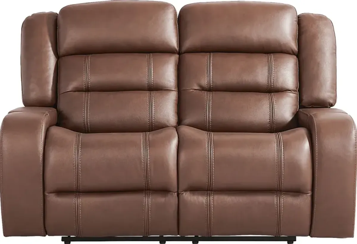Denali Brown Leather Reclining Loveseat