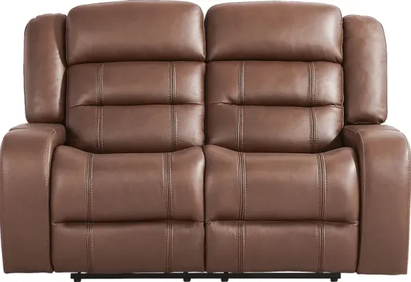 Denali Brown Leather Reclining Loveseat