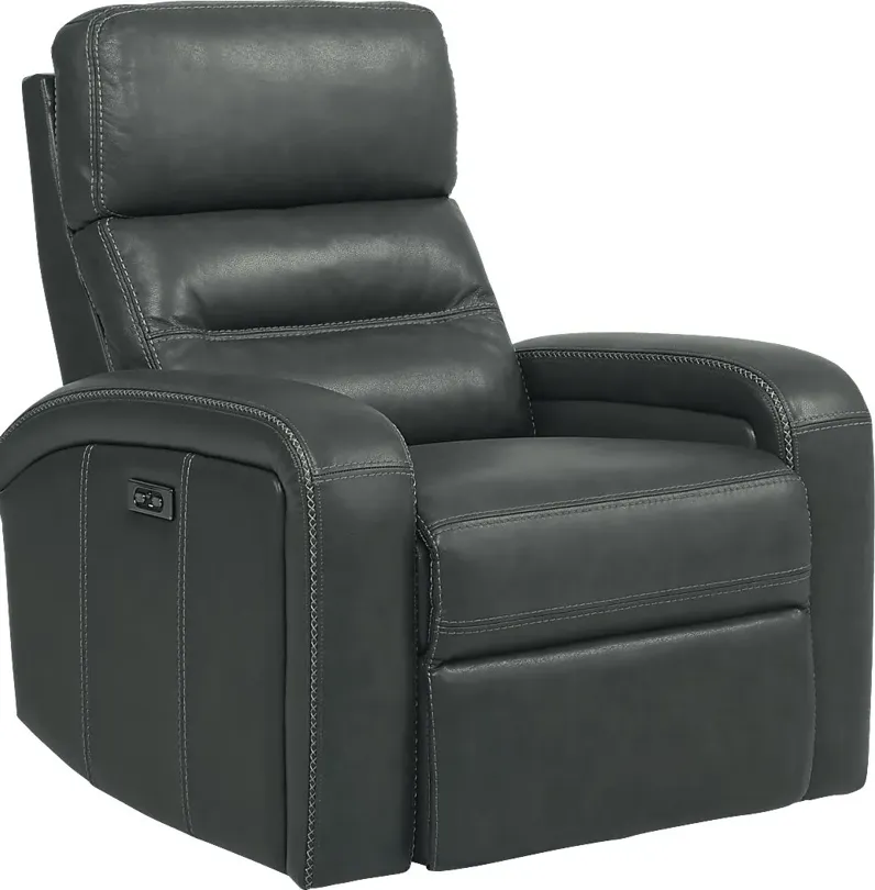 Sierra Madre Gray Leather Dual Power Recliner