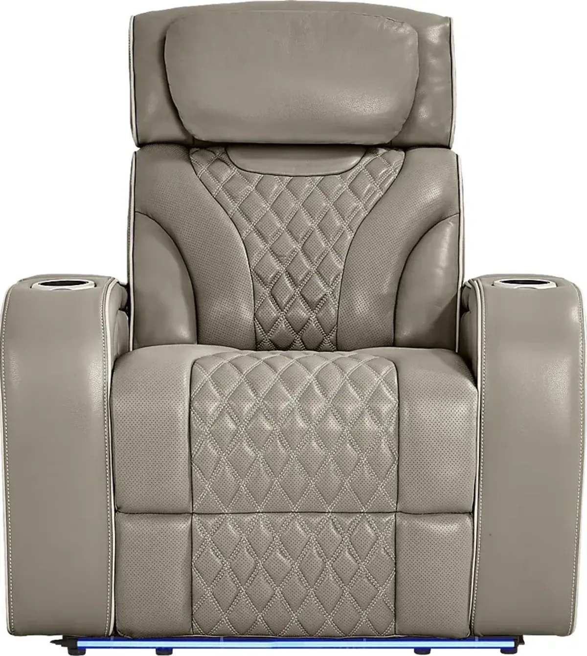 Horizon Ridge Beige Leather Triple Power Recliner with Massage and Heat