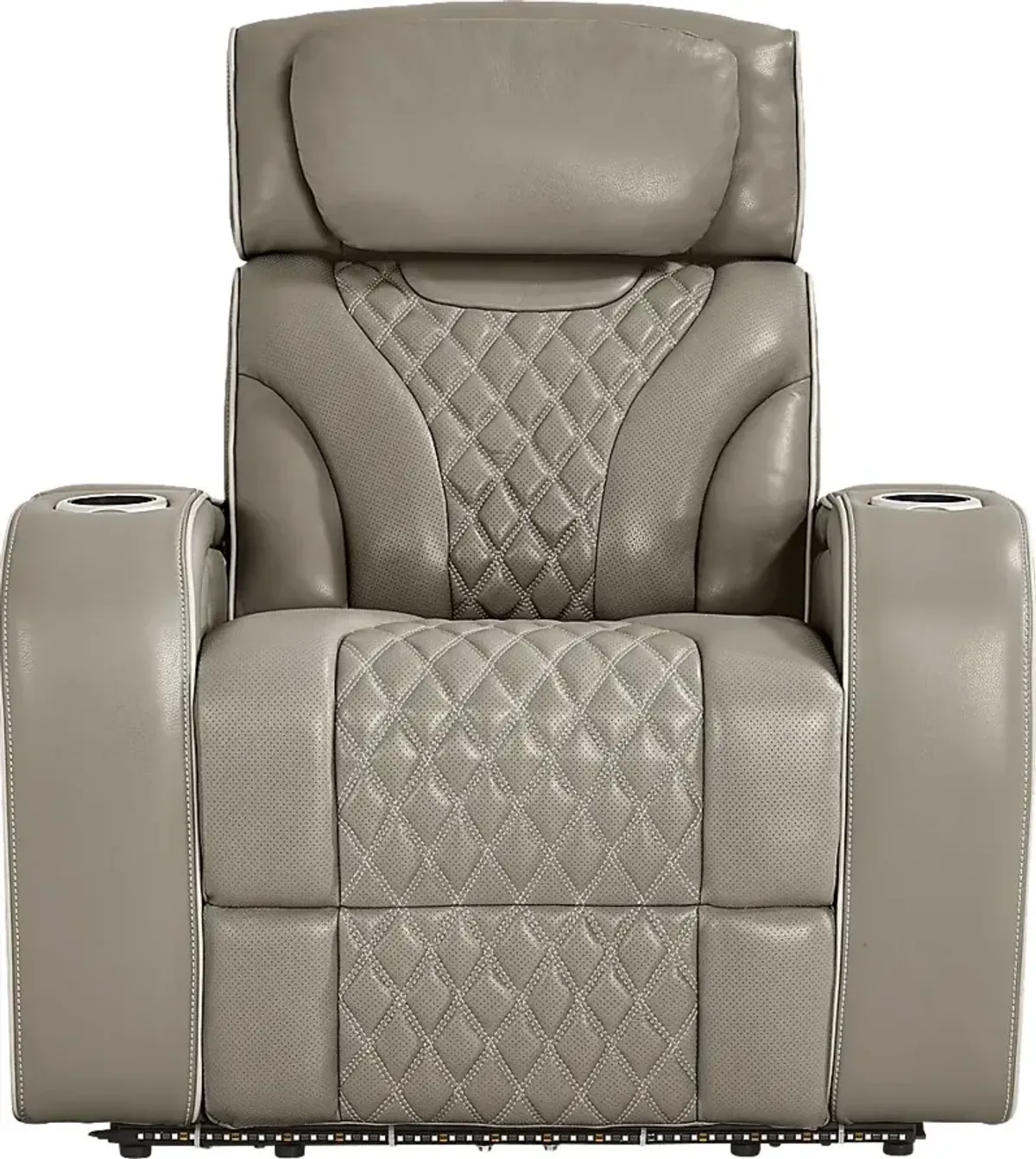 Horizon Ridge Beige Leather Triple Power Recliner with Massage and Heat