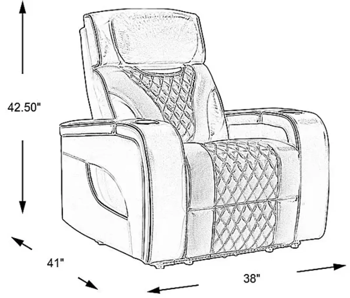 Horizon Ridge Beige Leather Triple Power Recliner with Massage and Heat