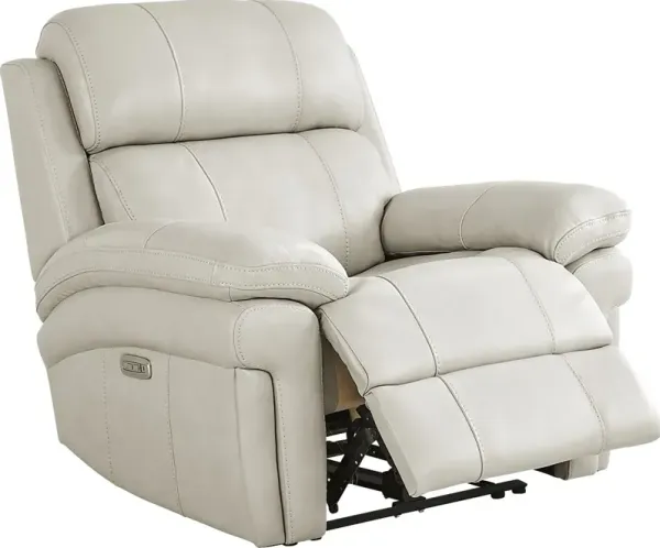 Trevino Lane Gray Leather Dual Power Recliner