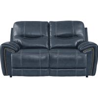 Italo Blue Leather Loveseat