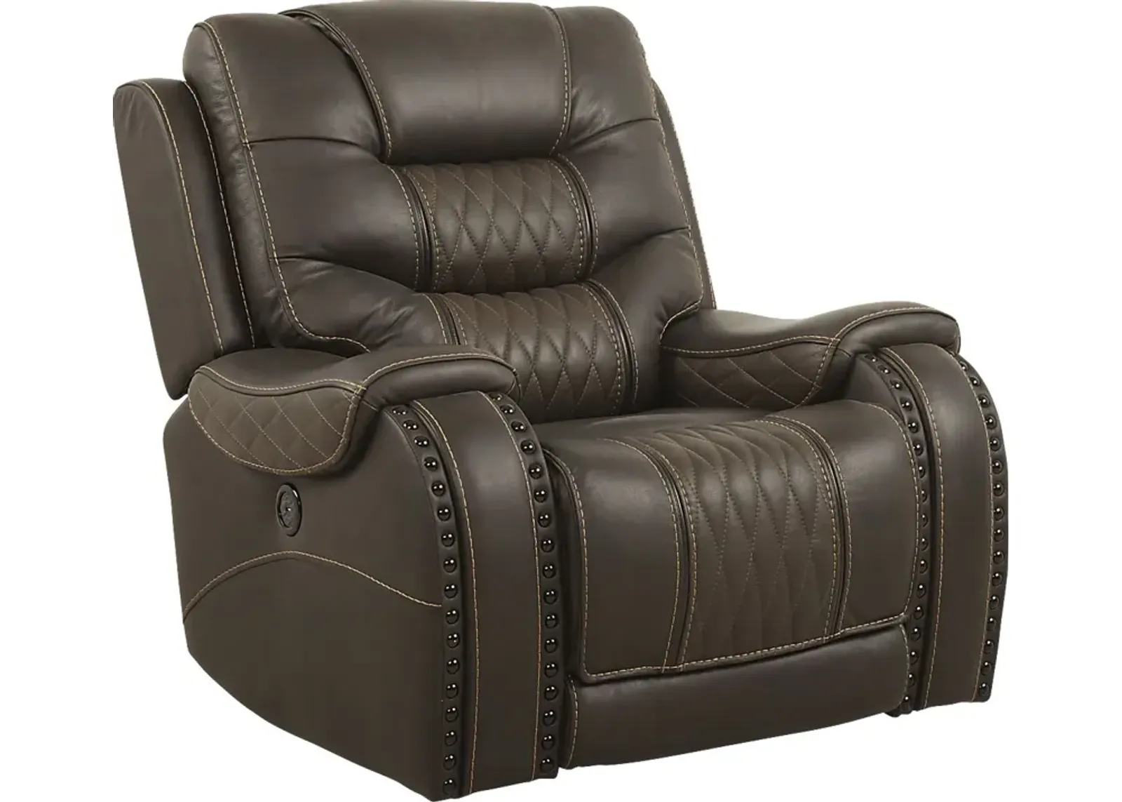 Headliner Brown Leather Dual Power Recliner