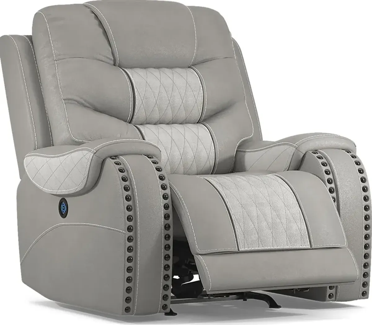 Headliner Gray Leather Dual Power Recliner