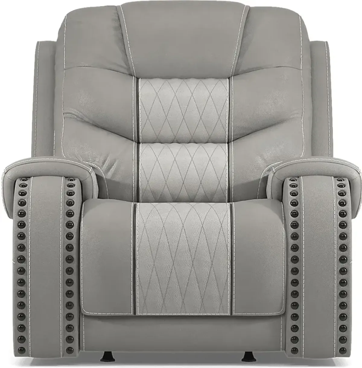 Headliner Gray Leather Dual Power Recliner