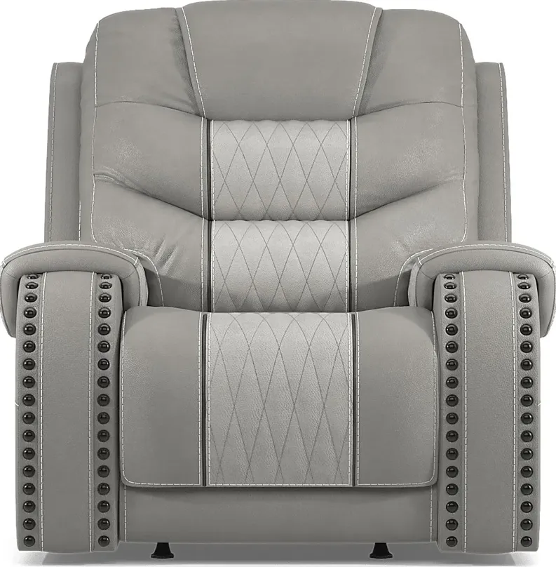 Headliner Gray Leather Dual Power Recliner