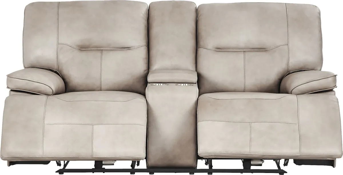 Caletta Way Beige Leather 7 Pc Dual Power Reclining Living Room