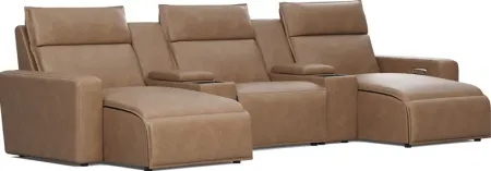 ModularTwo Saddle 5 Pc Dual Power Reclining Sectional with Media Consoles