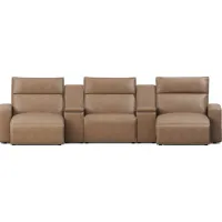 ModularTwo Saddle 5 Pc Dual Power Reclining Sectional with Media Consoles
