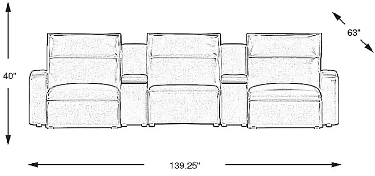 Charcoal 5 Pc Dual Power Reclining ModularTwo with Media Consoles