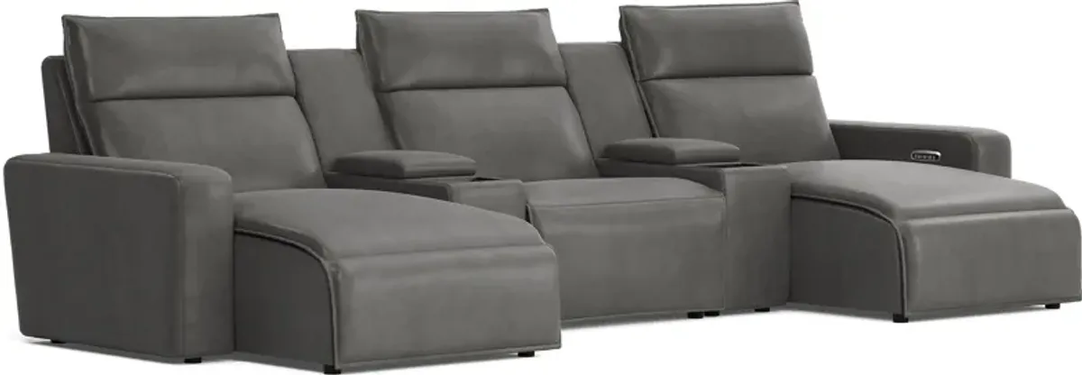 Charcoal 5 Pc Dual Power Reclining ModularTwo with Media Consoles