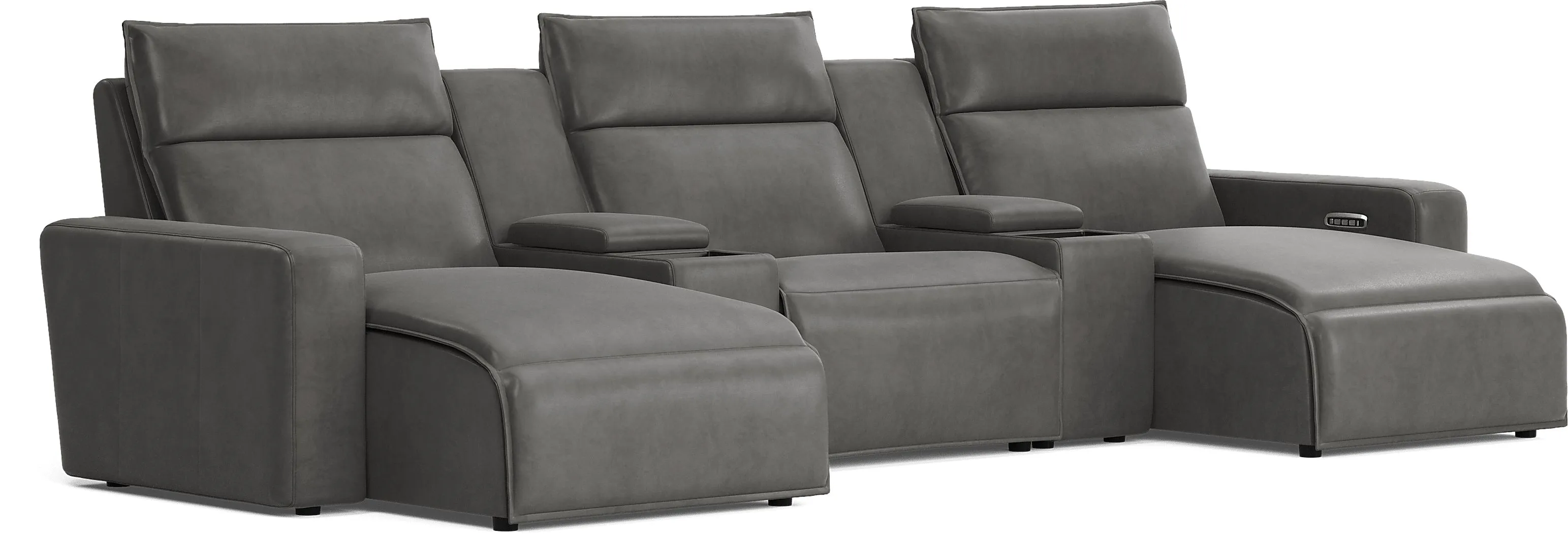 ModularTwo Charcoal 5 Pc Dual Power Reclining Sectional with Media Consoles