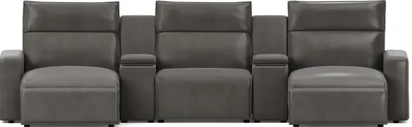 Charcoal 5 Pc Dual Power Reclining ModularTwo with Media Consoles