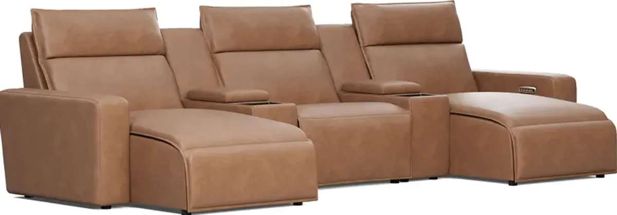 Saddle 5 Pc Dual Power Reclining ModularTwo with Media Consoles