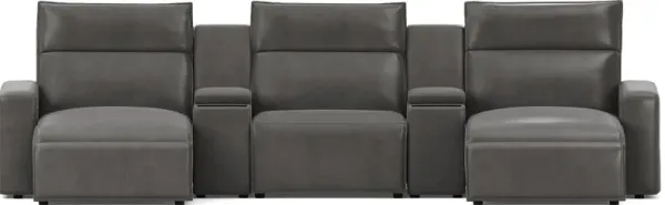 Charcoal 5 Pc Dual Power Reclining ModularTwo with Media Consoles