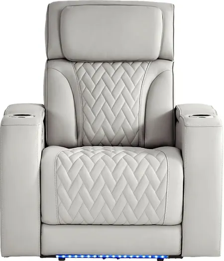 Port Royal Gray Leather Triple Power Recliner