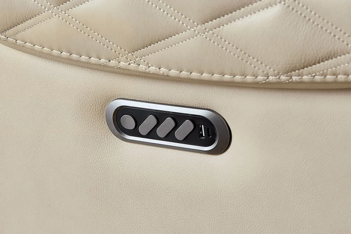 Marquee Cream Leather Triple Power Recliner