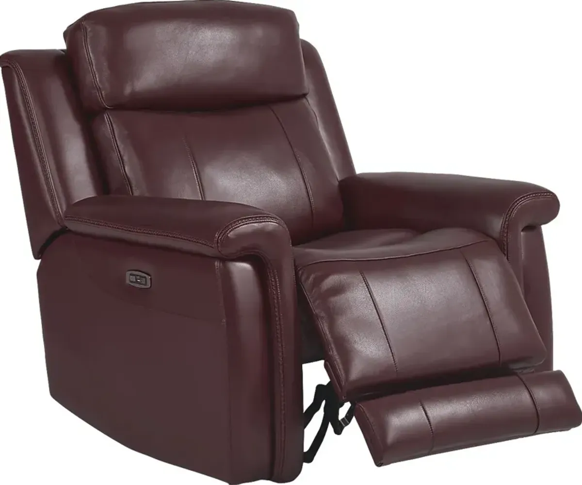 Orsini Red Leather Dual Power Recliner