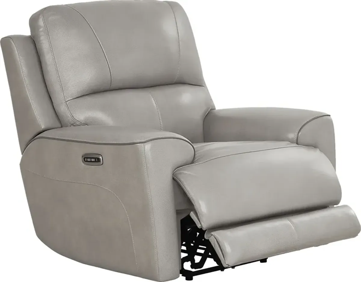 Fremont Gray Leather Dual Power Recliner