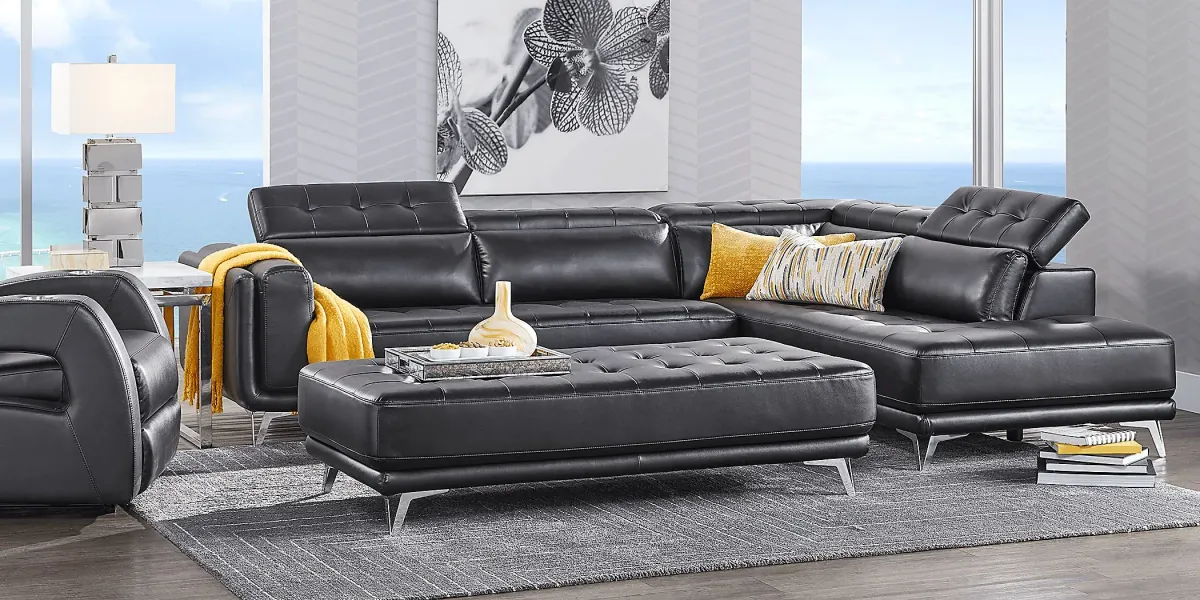 Hudson Heights Black 6 Pc Sectional Living Room