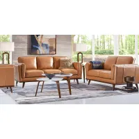 Cassina Court Caramel Leather 7 Pc Living Room