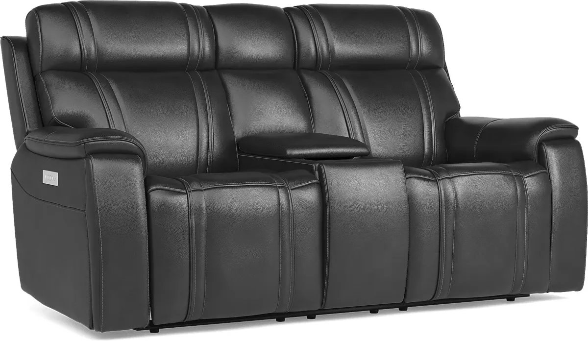 Sound Tech by Shaq Black Leather 3 Pc Triple Power Reclining Living Room with Audio