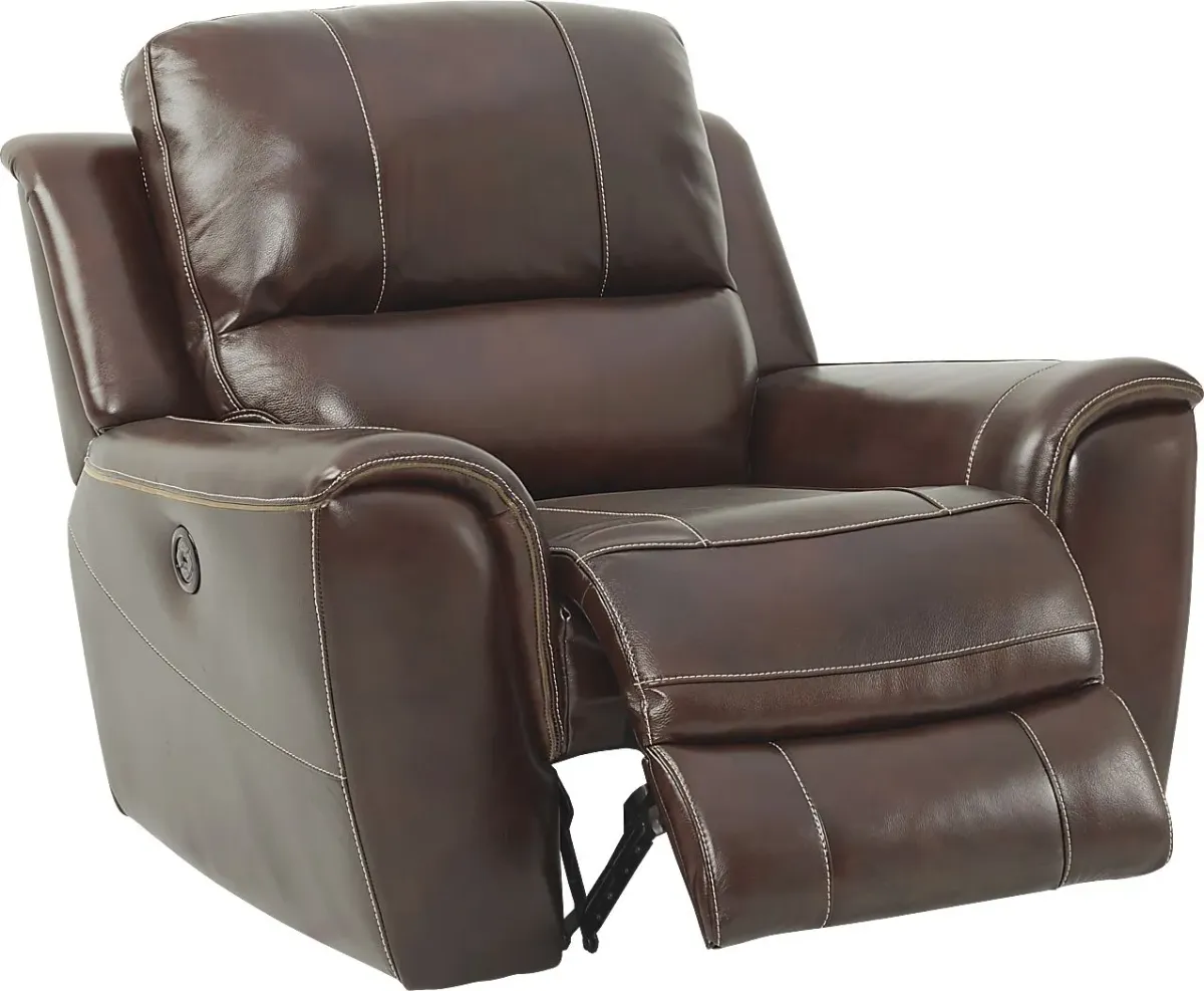 Lanzo Merlot Leather Dual Power Recliner