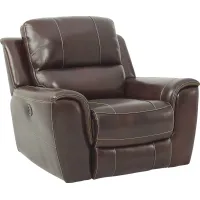 Lanzo Merlot Leather Dual Power Recliner