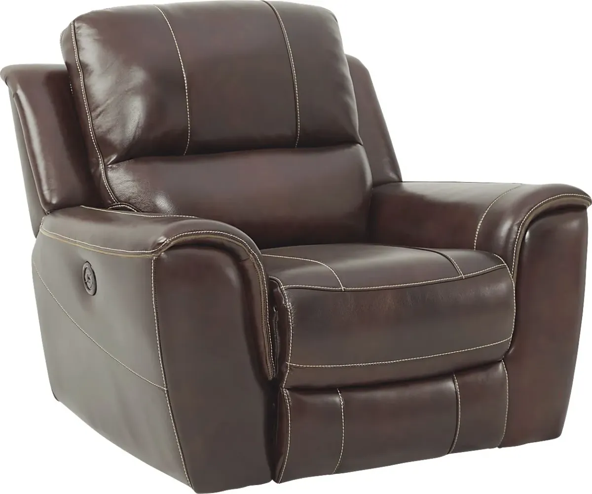 Lanzo Merlot Leather Dual Power Recliner