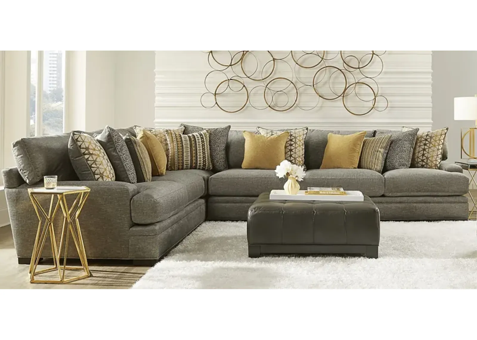 Palm Springs Silver 7 Pc Sectional Living Room