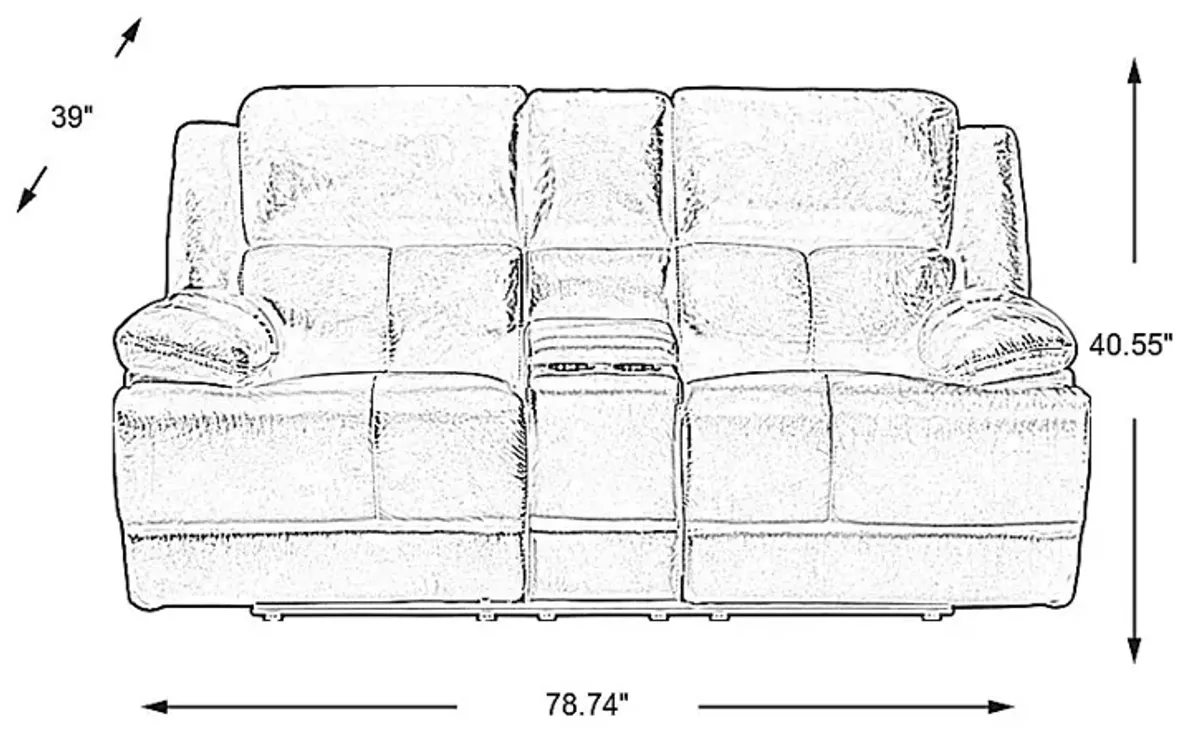 Montefano Brown Leather Reclining Console Loveseat