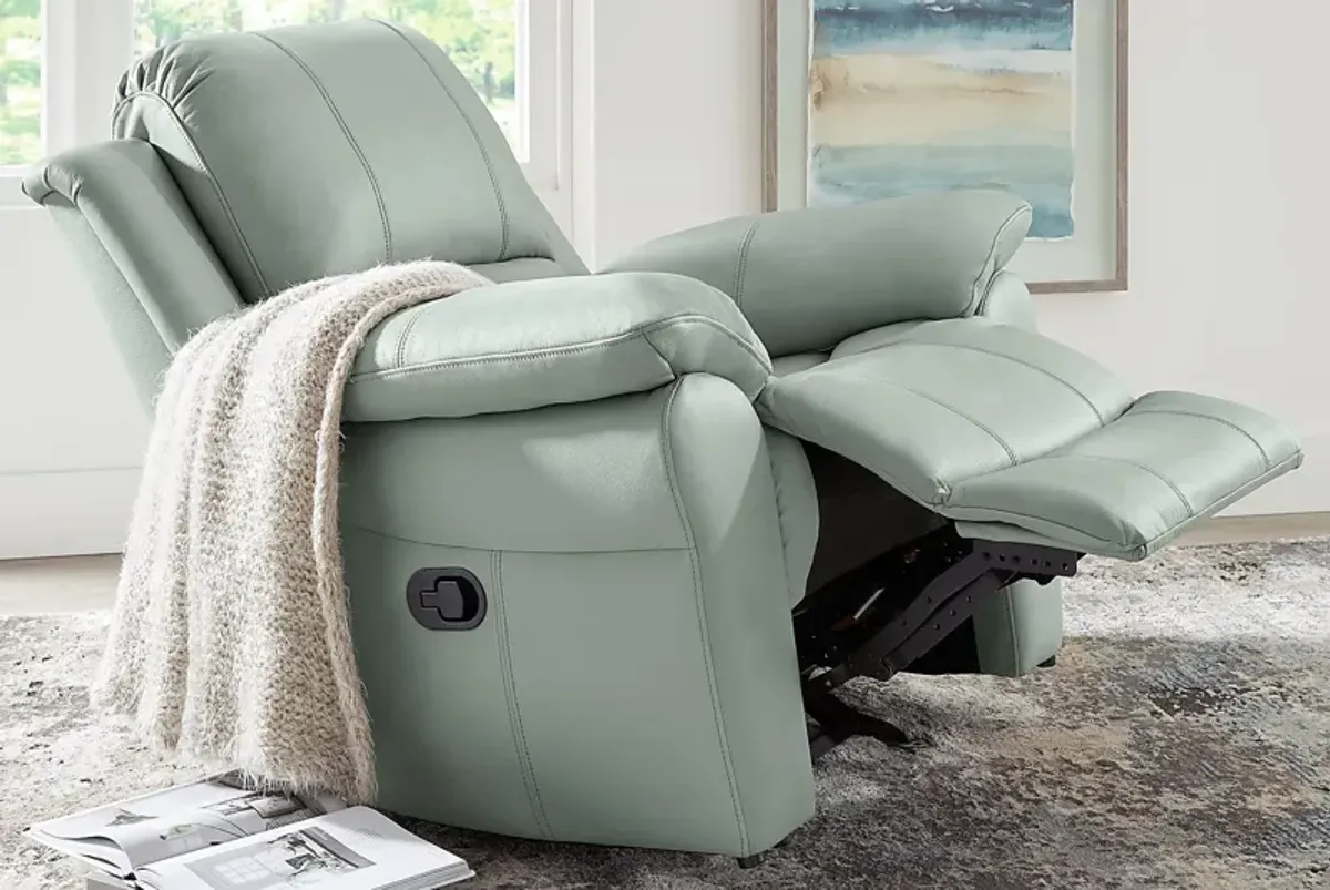 Vercelli Way Aqua Leather Rocker Recliner