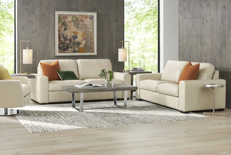 Parker Cream Leather 7 Pc Living Room