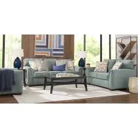 Amalie Teal 7 Pc Living Room with Sleeper Sofa