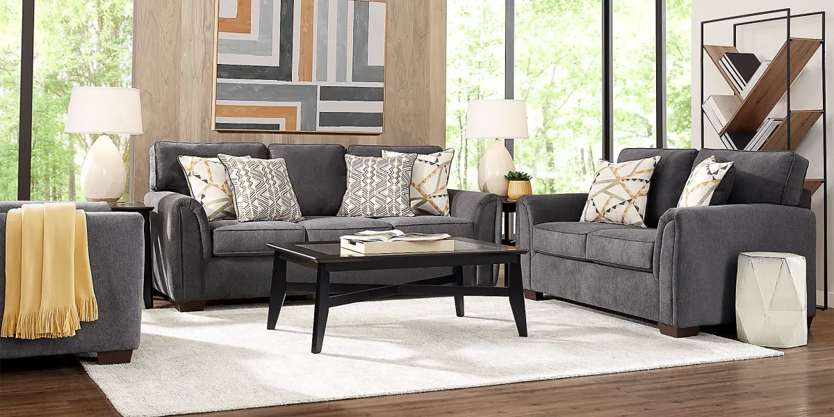 Amalie Gray 7 Pc Living Room with Sleeper Sofa