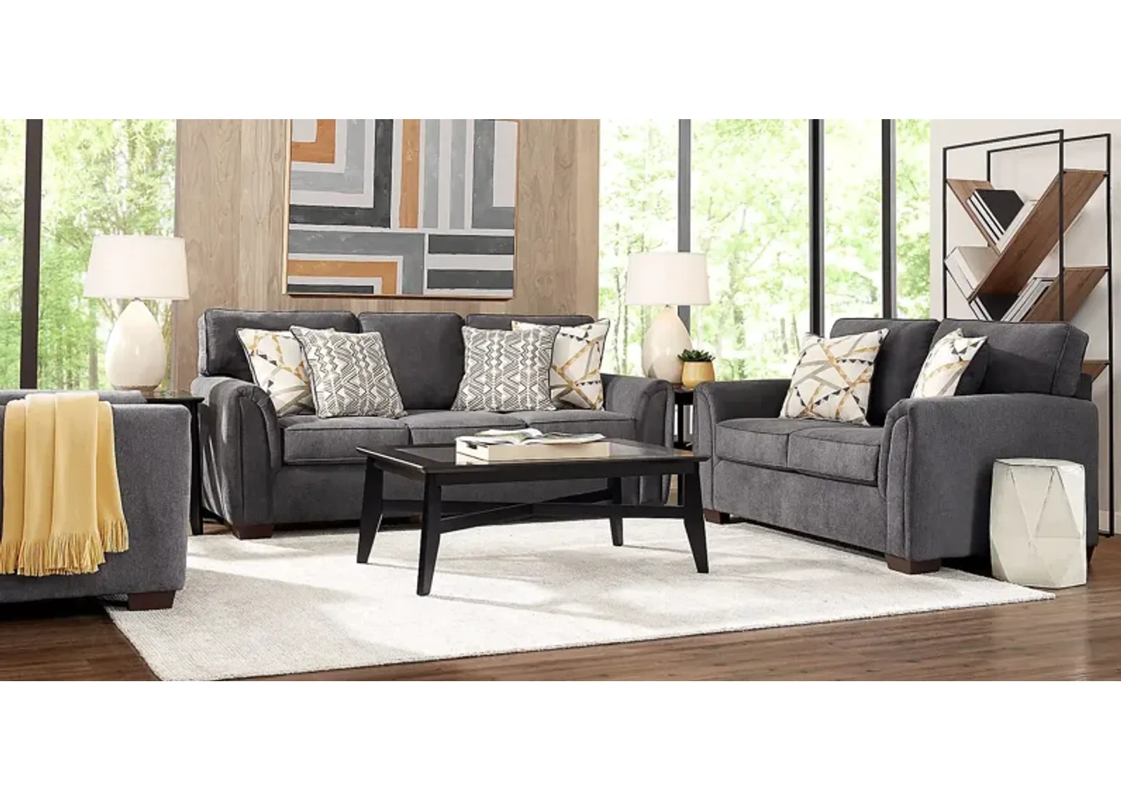 Amalie Gray 7 Pc Living Room with Sleeper Sofa