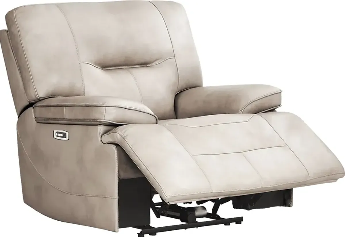 Caletta Way Beige Leather Dual Power Recliner