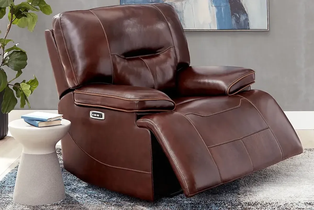 Caletta Way Merlot Leather Dual Power Recliner