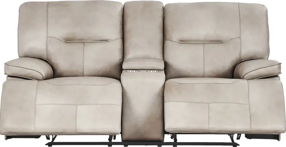 Caletta Way Beige Leather 7 Pc Reclining Living Room