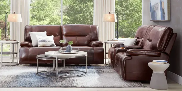Caletta Way Merlot Leather 7 Pc Reclining Living Room