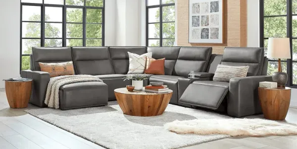 Charcoal 6 Pc Dual Power Reclining ModularTwo