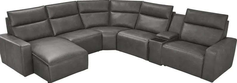 ModularTwo Charcoal 6 Pc Dual Power Reclining Sectional with Media Console